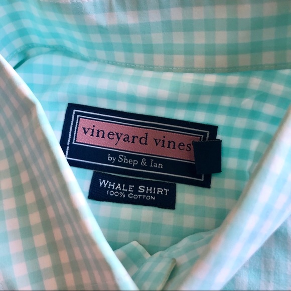 SOLD🛍 VINEYARD VINES MINT/WHITE CHECK DRESS SHIRT - Picture 3 of 5